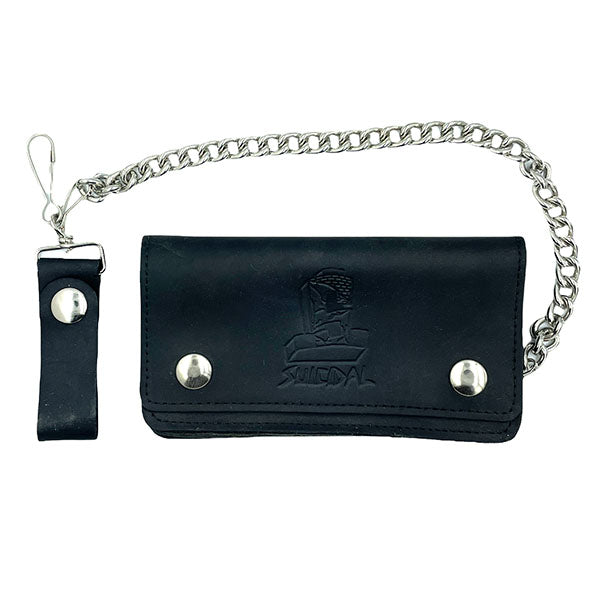 Suicidal Cross Large Oil Tan Leather Chain Wallet