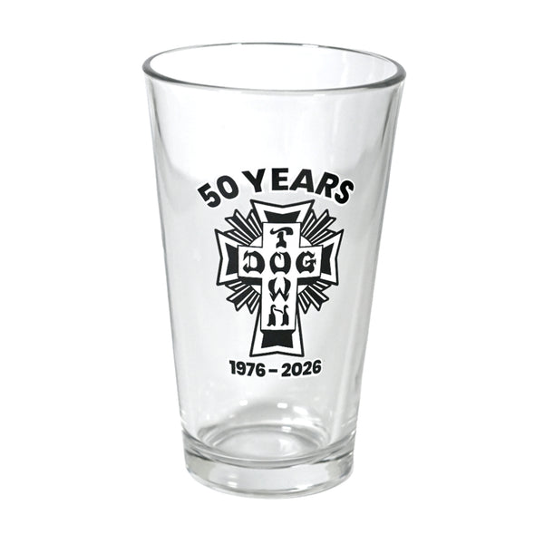 Dogtown '50 Years' Cross Logo Pint Glass 16oz