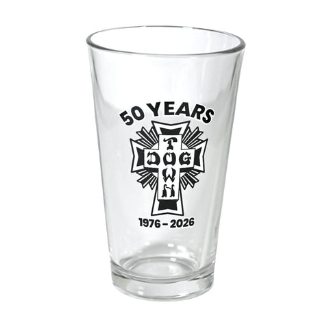 Dogtown '50 Years' Cross Logo Pint Glass 16oz