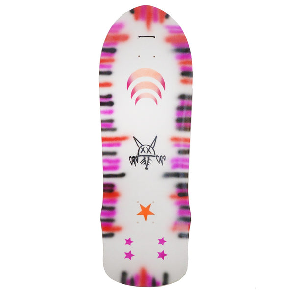 Jim's Corner - White Gloss With Tiger Stripe Red/Pink/Black Custom Air Brush Deck