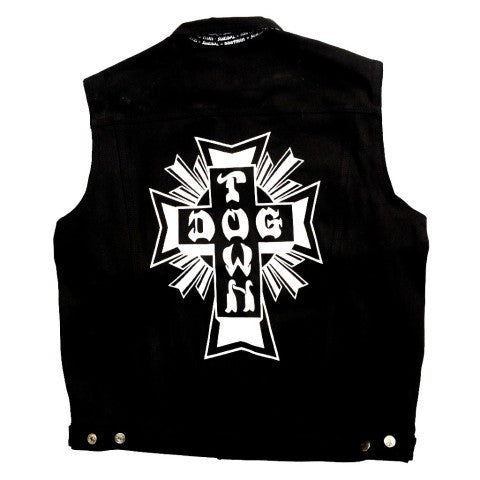 Dogtown Cross Logo Denim Vest - Black