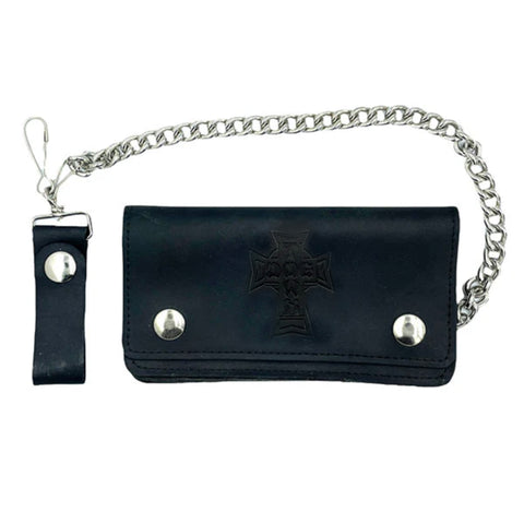 Dogtown Vintage Cross Large Leather Chain Wallet With Belt Loop