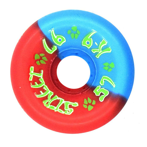 K-9 80s Street Wheels - 57mm x 97a - Red / Bright Blue (Set of 4)