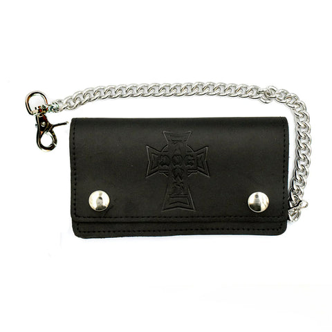 Dogtown Vintage Cross Large Leather Chain Wallet With Lobster Hook