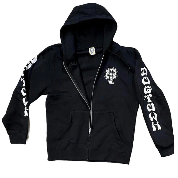 Dogtown Cross Logo Lightweight Zip Hooded Sweatshirt w/ Sleeveprint