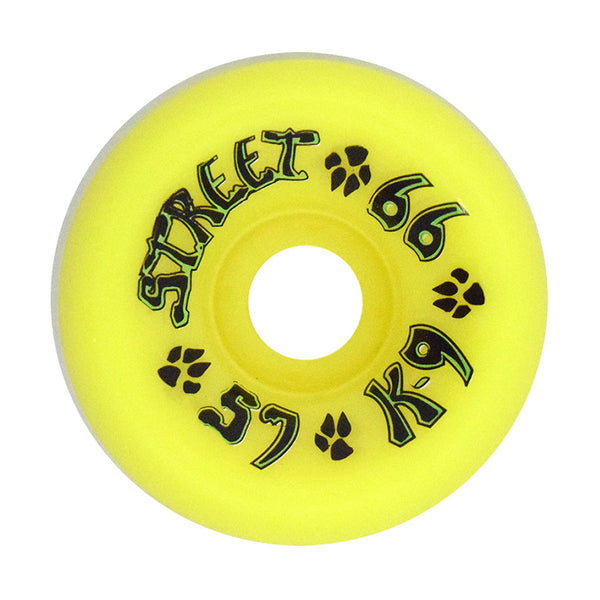 K-9 80s Street Wheels - 57mm x 99a - Neon Yellow